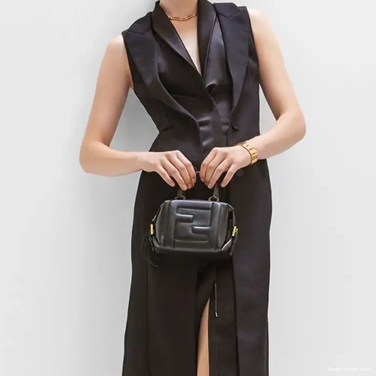 Affordable In Fendi Black Bag FF Cube Leather Mini Nappa 0627